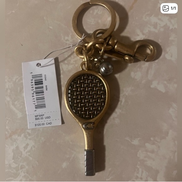 Coach Tennis Gold Bag Charm - Picture 1 of 1